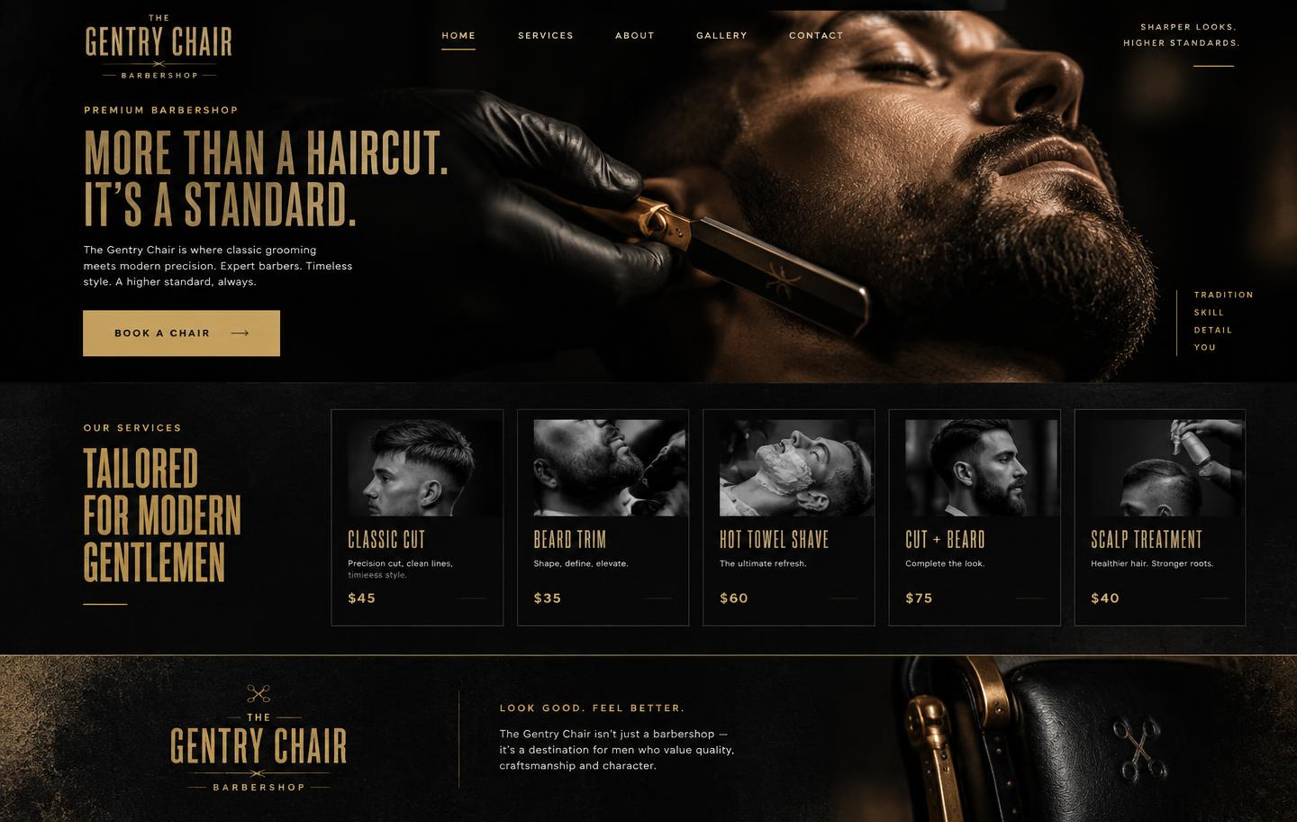 Website design for The Gentry Chair
